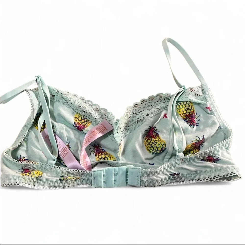 Savage x Fenty size S blue and yellow Pineapple Print Lace Trim Bralette